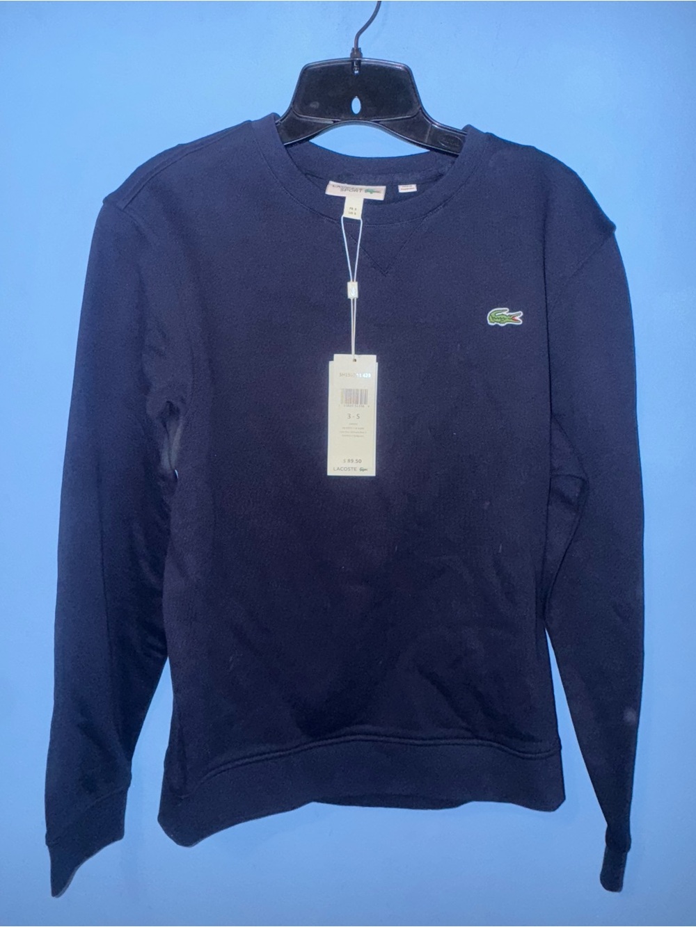 Lacoste Men's Small Navy Crewneck Sweatshirt Classic Style New With Tags